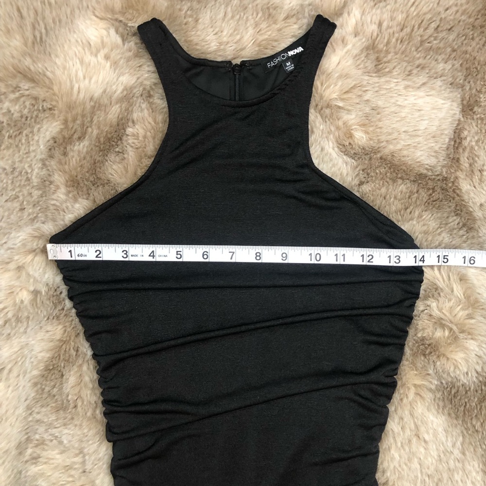 Fashion Nova Living For It Black Ruched Slinky Maxi Dress NWOT - Picture 6 of 9